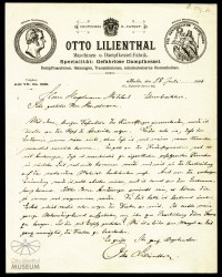 Autograph: Brief Otto Lilienthals an Hermann Moedebeck